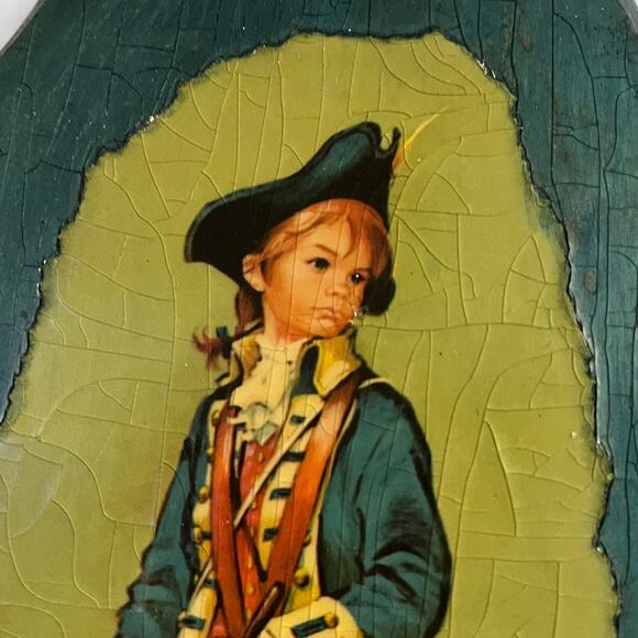 Drummer Boy Plaque Retro Decoupage Wall Hanging on Wood Vintage 70s Chic - Picture 9 of 10